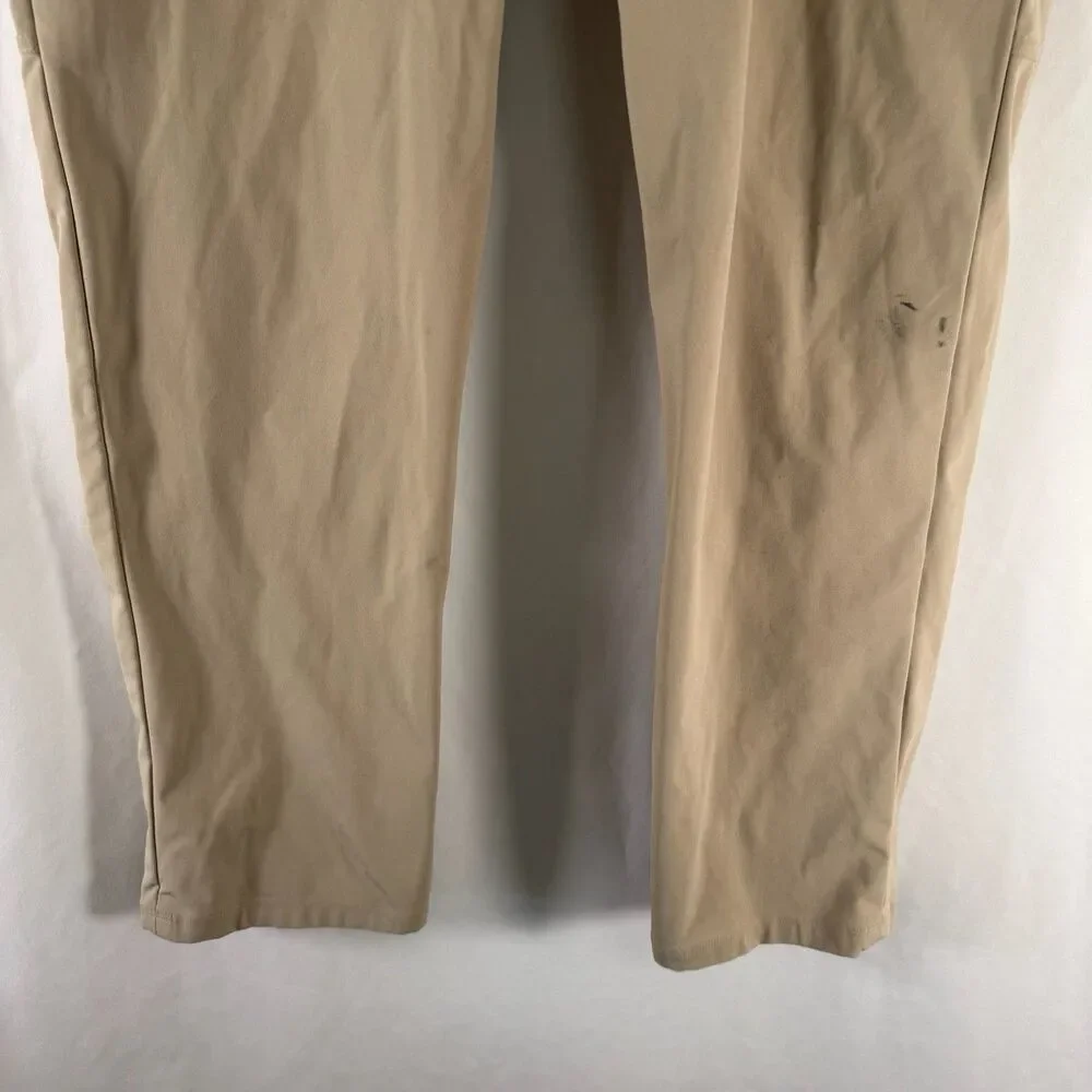 Lululemon ABC Pants Men's 36 Khaki Brown Chino Flat Front Tech Fit Button Zip